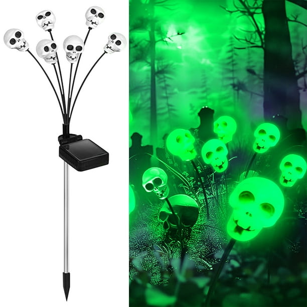 Hogar y jardín, Exterior y jardín, Jardinería, Regalo de jardín, Lámpara solar enchufable de 6 piezas con forma de calavera de Halloween para exteriores, Lámpara decorativa para patio festivo, Lámpara