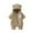 Khaki, variant on Busydd Baby Girl Romper 0-2 Years Winter Warm Hooded Zipper Baby Girl Clothes Rompers Casual Solid Color Long Sleeve Infant Boy Clothes 9-12 Months