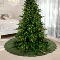 thumbnail image 4 of Velvet Christmas Tree Skirt 48 inch Ruffled Holiday Tree Skirt with Bow for Rustic Xmas Tree Decoration(Green), 4 of 6