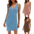 thumbnail image 1 of Gspmoly Robes d'Été pour Femmes, Robe d'Été Décontractée Confortable Sans Manches Ajustée Col en V Unie Aguichant Robe de Soirée Vacances pour Femmes en Liquidation, 1 of 7
