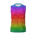 thumbnail image 6 of Lsque Rainbow Glitter Print Men's Cotton Blend Sleeveless Muscle Shirts (S-3XL)- Moisture Wicking, Odor Protection, UPF 30+,Large, 6 of 8