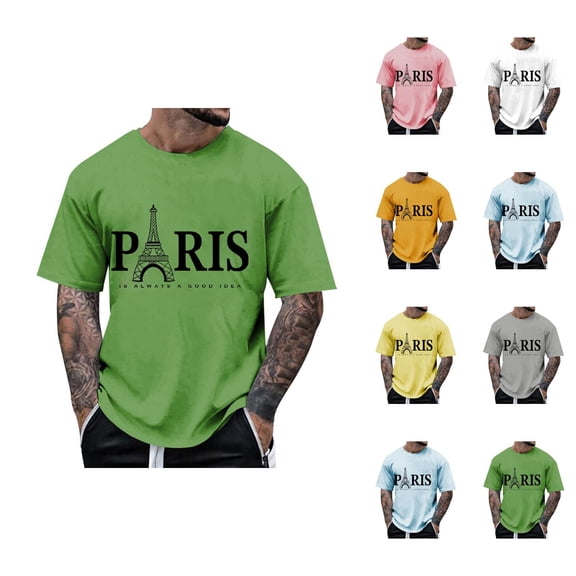 Paris Is Always A Good Idea Graphic Tees for Men 2026 Summer Casual Short Sleeve Crewneck Travel T Shirts