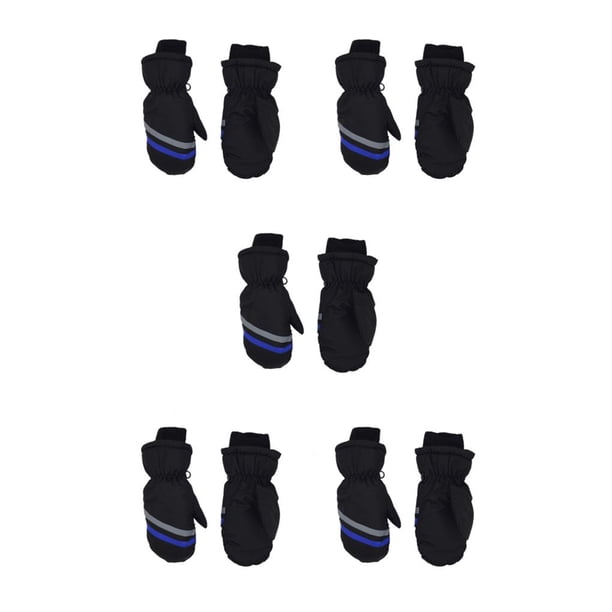 Moyic 3 pares de manoplas para niños, impermeables, con gancho, equipo deportivo, patrón geométrico cómodo, diseño grueso impreso, negro negro S 5Conjunto