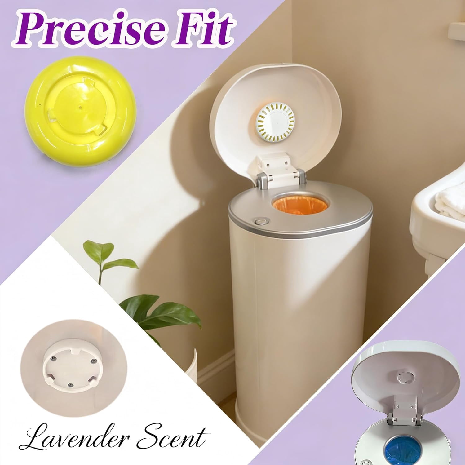 8PCS Diaper Pail Deodorizers, 2* Puck Baking Soda Cartridge & 6* Lavender Scented Baking Soda Refills, Odor Remover Compatible with Munchkin Step and Pail Diaper Pails