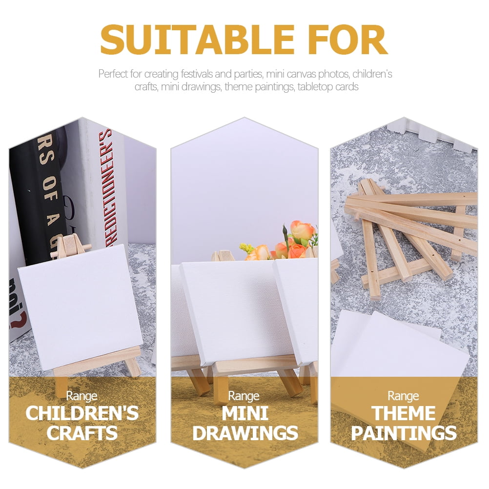 Arborister 18 Mini Canvases Set with Easel for Painting & Crafts