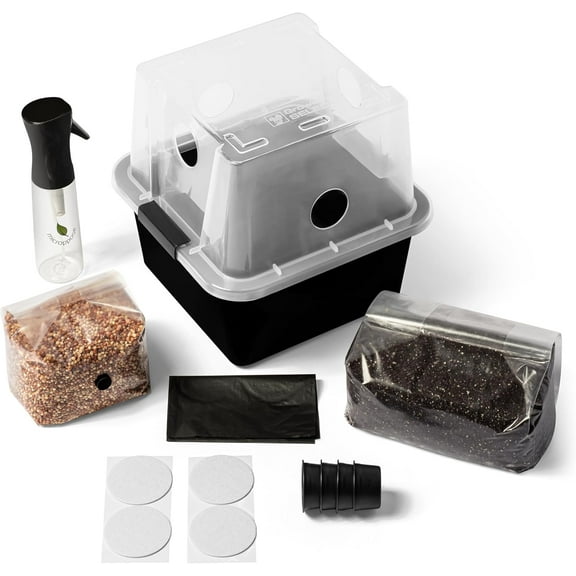 SPORE SORCERY Beginners Small Monotub Mushroom Grow Kit | Grows Like Magic | Monotub with Premium Milo Sorghum Grain Spawn & CVG Bulk Substrate (Small)