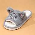 thumbnail image 4 of XUNKUSGA Slippers for Women Cute 3D Cat House Slippers Breathable Lightweight Open‑Toe Slip‑On House Shoes Cozy Plush Warm Indoor Outdoor Bedroom Slippers Gray 6.5-7, 4 of 6