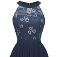 thumbnail image 5 of IBTOM CASTLE Women Vintage Floral Lace Chiffon Sleeveless Pleated Halter Short Bridesmaid Dress A Line Swing Party Cocktail Dress M Navy Blue, 5 of 7