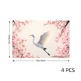 thumbnail image 4 of Joocar Cherry Blossom Crane Design Linen Table Mats Set Of 4 For Home Kitchen Table Decor 12x18 inch, 4 of 5