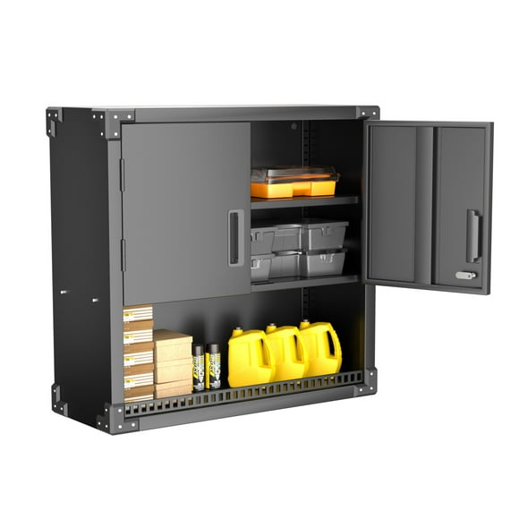 AOBABO Metal Wall Mounted Storage Cabinet with Locking Door & Shelf, Black