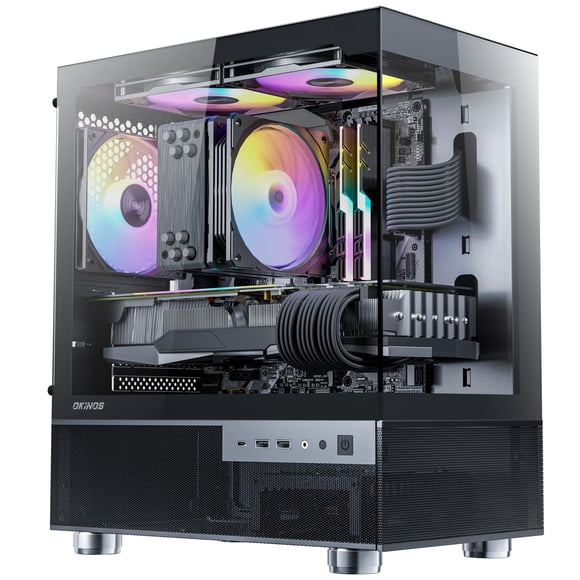 Funda para PC Okinos Aqua 3 Micro ATX con 3 ventiladores ARGB de 120 mm y 3 pines