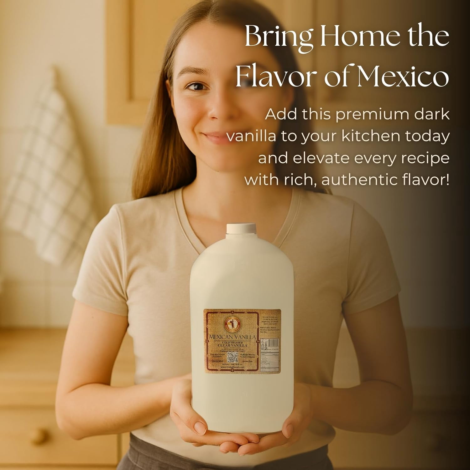 Pure Clear Mexican Vanilla Extract Gluten Free, Coumarin Free Vanilla for Baking 135.25 fl oz bottle