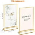 thumbnail image 3 of Lifewit 6 Pack 5x7 Sign Holder with Gold Borders, Clear Vertical Double-Sided Stand, Plastic Menu Holders, Table Number Holders Picture Frames for Wedding, Party, Restaurant Decor, 3 of 5