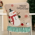 thumbnail image 3 of Christmas Decorations, Holiday Chair Cover, Festive Snowman Santa Claus Scene, Soft Cloth Material, Easy to Clean, Protective and Decorative for Dining Chairs, 3 of 7