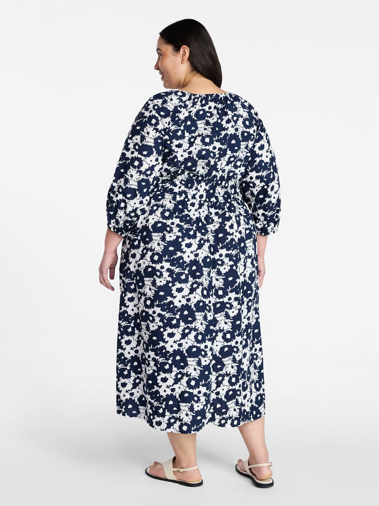Terra & Sky Women's Plus Size Cinch Waist Midi Dress, Sizes 0X-4X