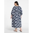 thumbnail image 2 of Terra & Sky Women's Plus Size Cinch Waist Midi Dress, Sizes 0X-4X, 2 of 4