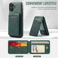 thumbnail image 6 of for iPhone 16 Plus Case [Compatible with MagSafe] with Removable Card Holder Magsafe case Wallet 2 in 1 Detachable Back Cards Slot Premium PU Leather Magnetic Car Holder Mount case, Green, 6 of 12