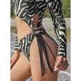 thumbnail image 5 of Charmo Women's Leopard Rash Guard Long Sleeve Two Piece Swimsuit Crop Top Bikini Bottoms Bathing Suit, 5 of 6