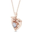 thumbnail image 2 of AFFY Mother's Day Gift Heart Simulated Ruby & White Cubic Zirconia Heart Frame Double Dolphin Pendant Necklace In 14k Rose Gold Over Sterling Silver, 2 of 5