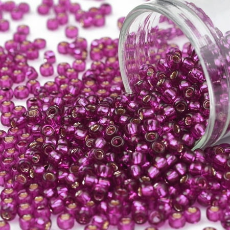10gs TOHO 8/0 Round Beads Japanese Seed Beads (2223) Silver Lined Dragonfruit 3mm Hole: 1mm about 222pcs/10g