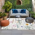 thumbnail image 2 of Spring Floral Outdoor Rug for Patio/Deck/Porch, Non-Slip Large Area Rug 5 x 8 Ft, Summer Flower Botanical Elegant Indoor Outdoor Rugs Washable Area Rugs, Reversible Camping Rug Carpet Runner, 2 of 8