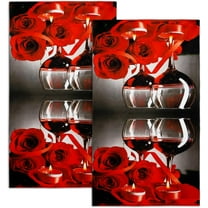 Red Wine Rose Kitchen Towels Decorative Set of 2 Soft Absorbent Dish Towels Hand Towels Farmhouse Decor for Kitchen Bathroom Home Decorations 16"x 28"
