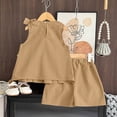 thumbnail image 6 of HCNTES Girl's 2 Piece Outfits Boho Floral Crochet Ruffled Sleeveless Cami Top and Wide Leg Pants(Khaki,3-4 Years), 6 of 7