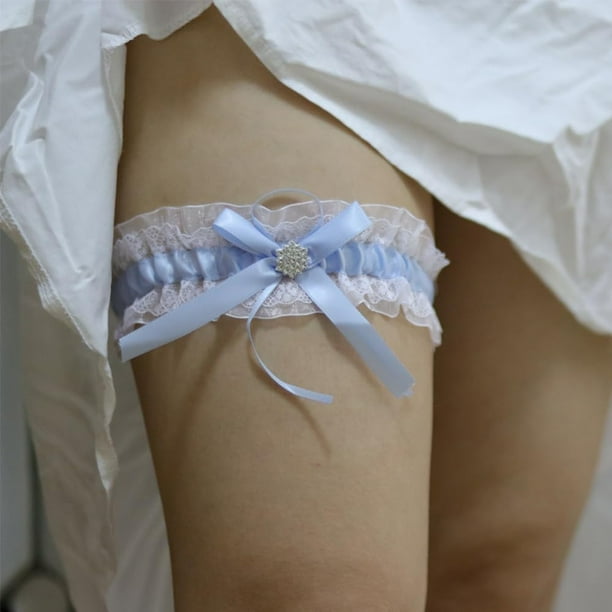 Ligas blancas para novia (2 piezas), liga de boda con encaje elástico, conjunto de liga de boda, accesorios de novia