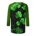 thumbnail image 5 of Saint Patricks Day Outfit Women 3/4 Sleeve Crew Neck Raglan Tee Shamrock Clover Shirt Loose Fit Soft Tops Green Irish Blouse, 5 of 7