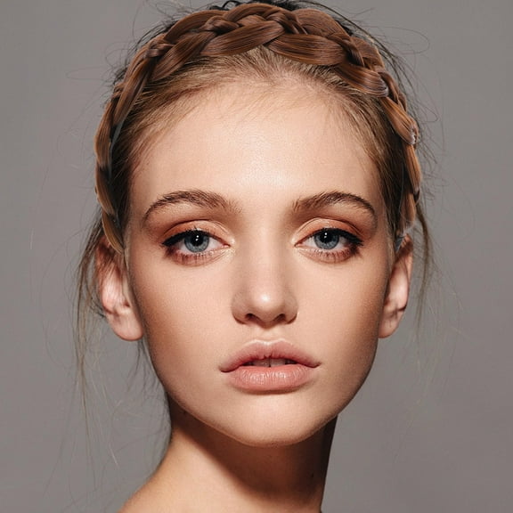 OUNONA Fashionable Braid Headband with Realistic Texture and Light Brown Color for Decorative Use Easy to