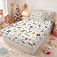 thumbnail image 3 of Manfei Christmas Zipper Twin Comforter Sets with Fitted Sheet and 2 Pillowcases Icon Zipper Bedding Set, Burgundy Gold, Xmas Reversible, 3 of 7