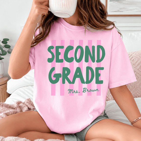 Custom Second Grade Teacher Comfort Colors Shirt, Personalized Mrs Teacher Tee, Back To School Gift For Elementary 2nd Grade Teacher
