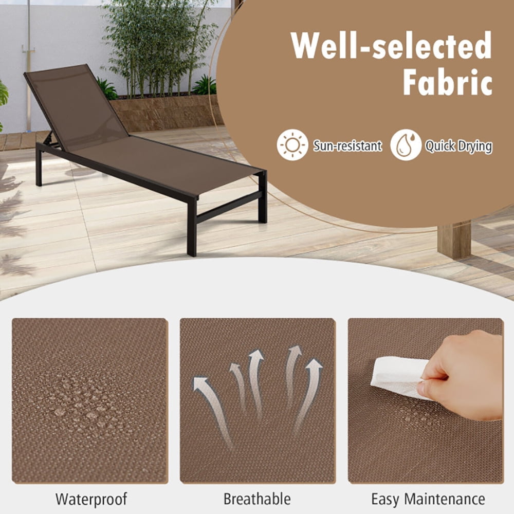 Aimee Lii 6-Position Chaise Lounge Chairs with Rustproof Aluminium Frame, Patio Loungers, Brown Aimee Lii 6-Position Chaise Lounge Chairs with Rustproof Aluminium Frame, Patio Loungers, Brown
