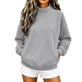 thumbnail image 6 of VJGBEGW Womens Mock Neck Sweatshirt Oversized Pullover Fall Fashion Long Sleeve Tops Light Ashy M, 6 of 9