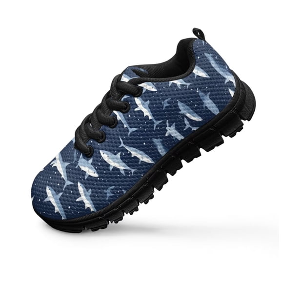 Uourmeti Boys Shark Running Shoes Size 4 Little Kid Blue School Sneakers Slip on Athletic Tennis Walking Shoes Breathable Lightweight