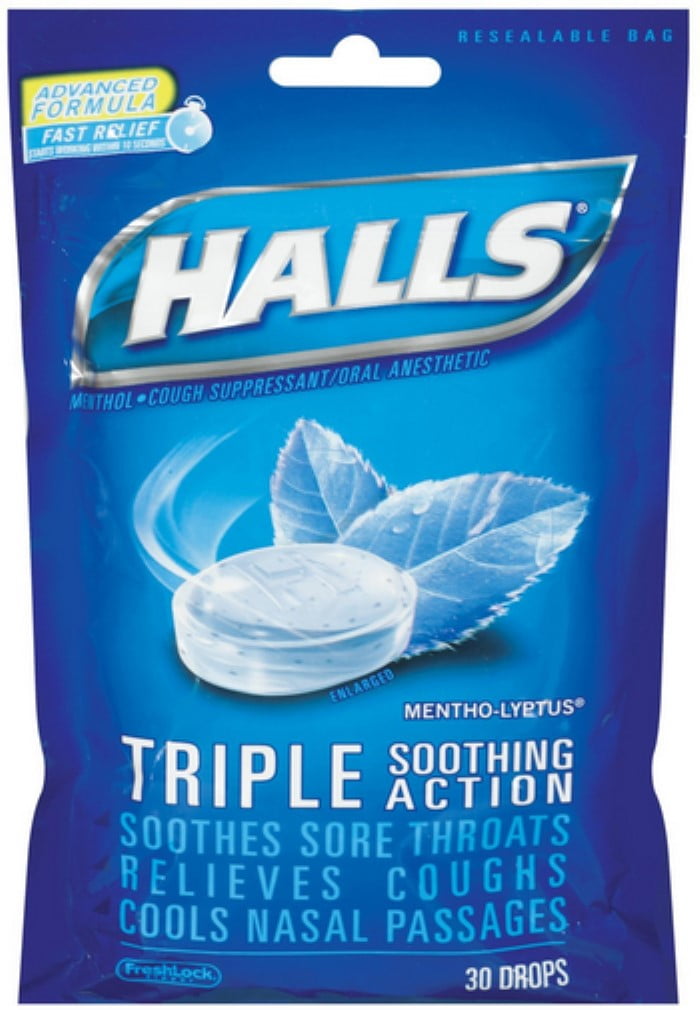 Halls Mentho-Lyptus Triple Action Drops 30 Each (Pack of 2)