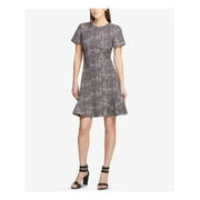 DKNY Womens Black Short Sleeve Above The Knee Fit + Flare Dress 16
