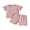 Pink, variant on BemeyourBBs Toddler Baby Girl Summer Clothes 6 12 18 24 Months 2 3 4 Years Baby Girl Summer Outfit Ribbed Striped Short Sleeve Lettuce Trim TShirt Tops and Shorts 2 Piece Set