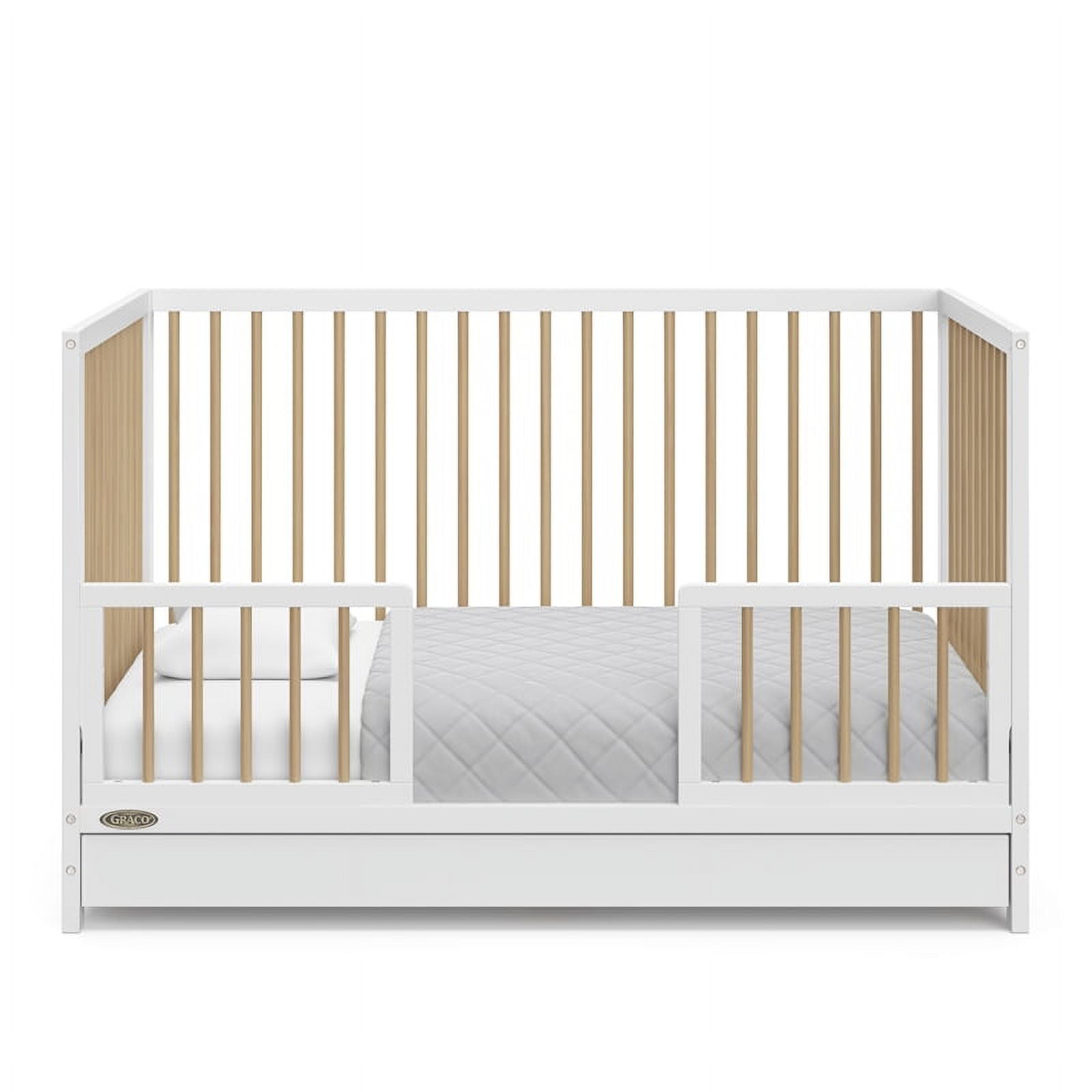Graco Teddi 5-in-1 Convertible Baby Crib with Drawer, White with Driftwood