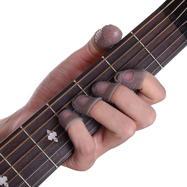 Ensemble de 12 Pcs Doigts en Silicone Caoutchouc pour Guitare Protection des Doigts
