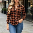 thumbnail image 2 of Dpjklzsn Women's Plaid Button Down Shirt, Long Sleeve Collared Flannel-Style Blouse for Casual Everyday Outfits, 2 of 8