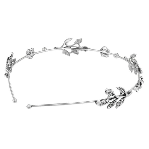 IBASETOY Leaf Headband for Women Alloy Ancient Silver Comfortable Wearing 1Set