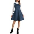 thumbnail image 2 of INSPIRE CHIC Pinafore Women's Sleeveless Casual Vintage Faux Suede t Shirt Dresses L Dark Blue, 2 of 6