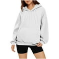 thumbnail image 2 of Crunowin Oversized Hoodie for Women, 2025 Fall Winter Long Sleeve Hooded Sweatshirts with Pockets White L, 2 of 8