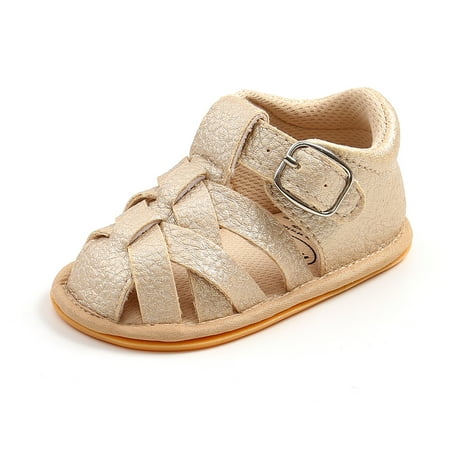 

Entyinea Rubber Sandals Shoes Baby Sole Soft Walking Summer Flat Girls Non-Slip Boys Baby Shoes Water Shoes Kids Size 3 Gold Medium