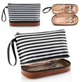 thumbnail image 1 of Bolsa de maquillaje Ethereal Small para monedero con brocha de maquillaje a rayas, 1 of 7