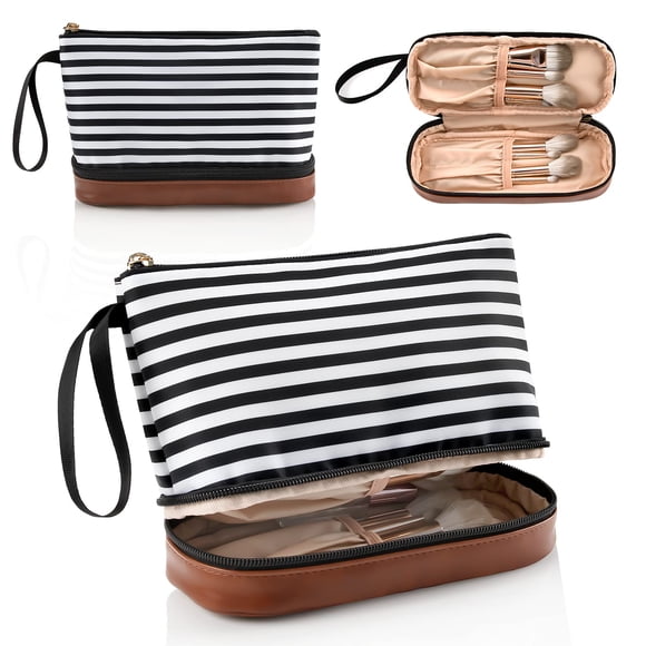 Bolsa de maquillaje Ethereal Small para monedero con brocha de maquillaje a rayas