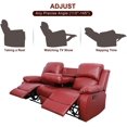 thumbnail image 2 of Bonded Leather Living Room Furniture Set Reclining Sofa Set Loveseat Furniture Sets in Living Room Sofa Recliners (Sofa, Red), 2 of 11