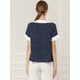 thumbnail image 5 of Blusa de lunares de manga corta con cuello Peter Pan en contraste vintage para mujer Azul marino XL, 5 of 6