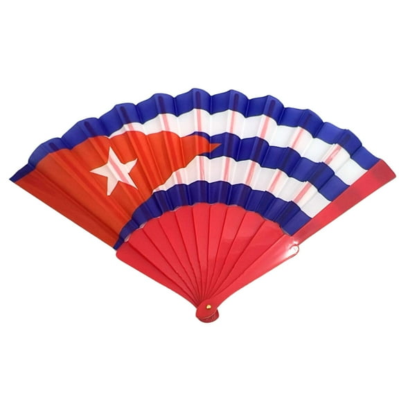14 x 9 Inches Cuba Flag Hand Folding Fan: 1CT